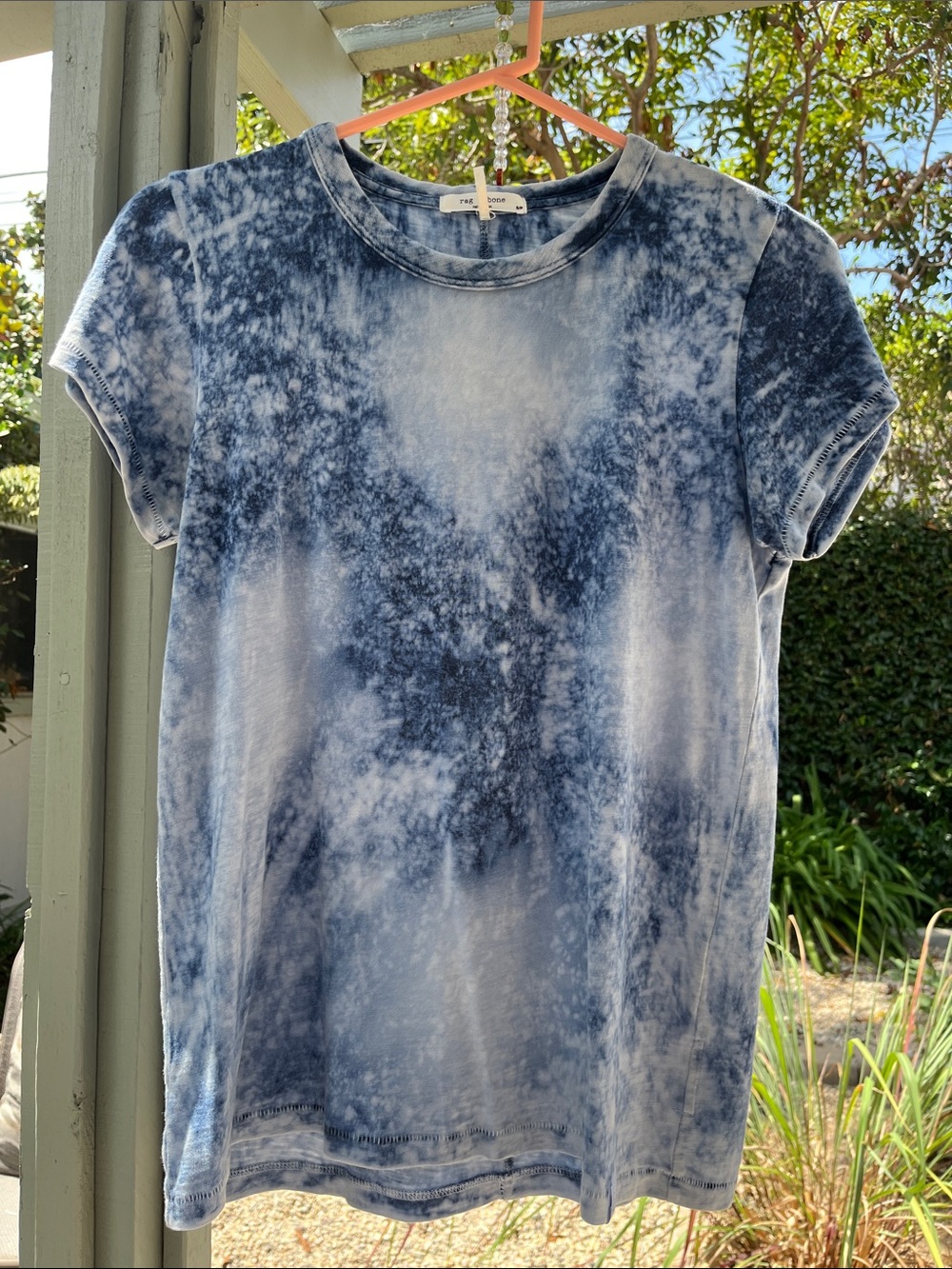 rag & bone Navy Blue Tie-Dye Short Sleeve 100% soft Cotton Tee size Small